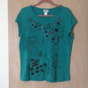 Music Short Sleeve Teal Tee
